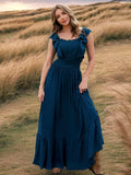 Ruffled Smocked Square Neck Maxi Dress - Trendsi - Flyclothing LLC