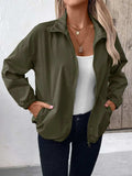 Pocketed Zip Up Long Sleeve Jacket - Trendsi - Flyclothing LLC