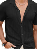 Men's Full Size Openwork Button Down Short Sleeve Shirt Plus Size - Trendsi - Flyclothing LLC