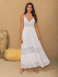 Lace Detail Crochet Tiered Maxi Cami Dress - Trendsi - Flyclothing LLC