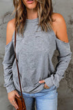 Cold Shoulder Long Sleeve Sweatshirt - Trendsi - Flyclothing LLC