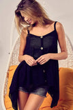 BiBi Popcorn Waffle Knit with Buttoned Front Cami Top - Trendsi - Flyclothing LLC