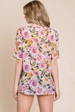 BOMBOM Floral Round Neck T-Shirt - Trendsi - Flyclothing LLC