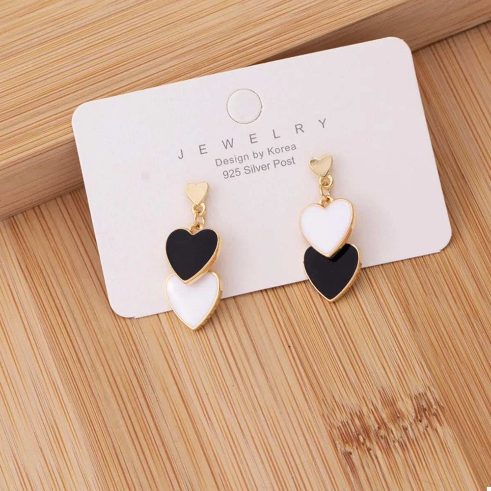 Sweet Doubl Heart Drop Earrings - Trendsi - Flyclothing LLC