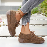 Round Toe Lace-Up Sneakers - Trendsi - Flyclothing LLC