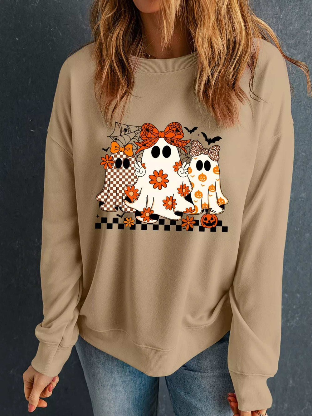 Halloween Ghost Graphic Drop Shoulder Sweatshirt - Trendsi - Flyclothing LLC