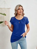 Lace Detail Round Neck Short Sleeve T-Shirt - Trendsi - Flyclothing LLC