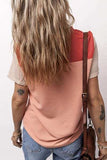 Color Block Round Neck Short Sleeve T-Shirt - Trendsi - Flyclothing LLC