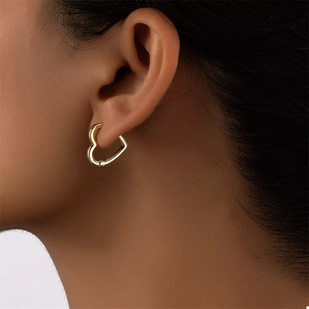 Alloy Heart Shape Hoop Earrings - Trendsi - Flyclothing LLC