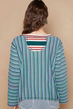 POL Color Block Striped Round Neck Long Sleeve T-Shirt - Trendsi - Flyclothing LLC