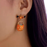 Halloween Rhinestone Pumpkin Dangle Earrings - Trendsi - Flyclothing LLC