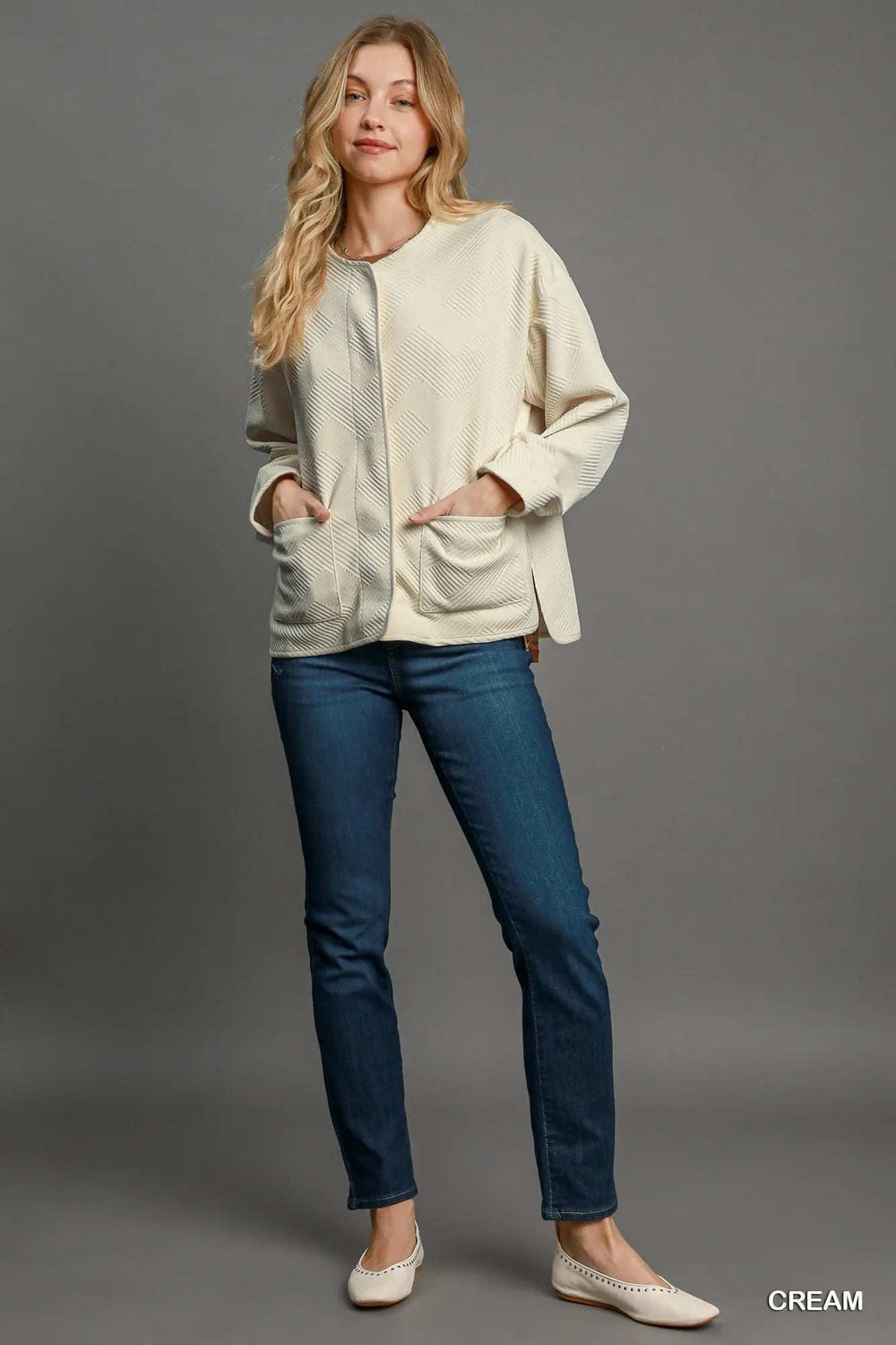 Umgee Textured Jacquard Jacket - Trendsi - Flyclothing LLC