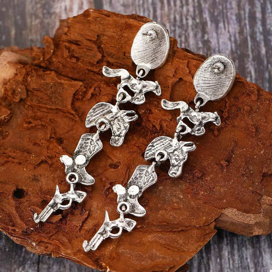 Western Style Turquoise Accent Earrings - Trendsi - Flyclothing LLC