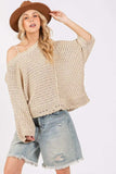 SAGE + FIG Distressed Asymmetrical Open Stitch Sweater - Trendsi - Flyclothing LLC