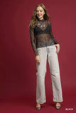 Umgee Nylon Lace Mesh Long Sleeve Top - Trendsi - Flyclothing LLC