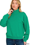 Zenana Scuba Half Zip Pullover Sweatshirt - Trendsi - Flyclothing LLC