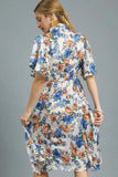 Umgee Floral Print Flutter Sleeve Dress - Trendsi - Flyclothing LLC