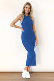 Slit Ribbed Round Neck Sleeveless Dress - Trendsi - Flyclothing LLC