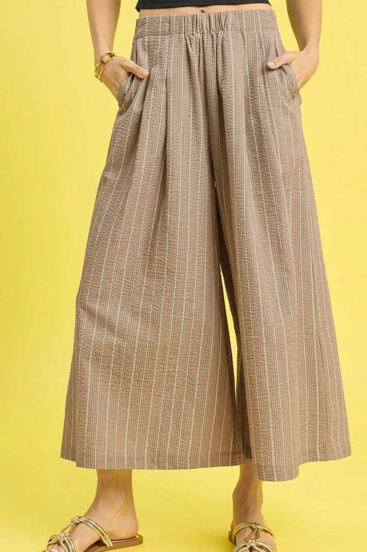 Umgee Pinstripe Crop Palazzo Pants - Trendsi - Flyclothing LLC