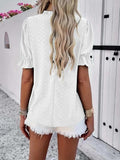 Frill Round Neck Short Sleeve Blouse - Trendsi - Flyclothing LLC