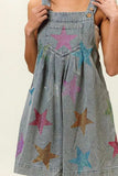 BiBi Star Rhinestone Washed Wide Leg Shortalls - Trendsi - Flyclothing LLC