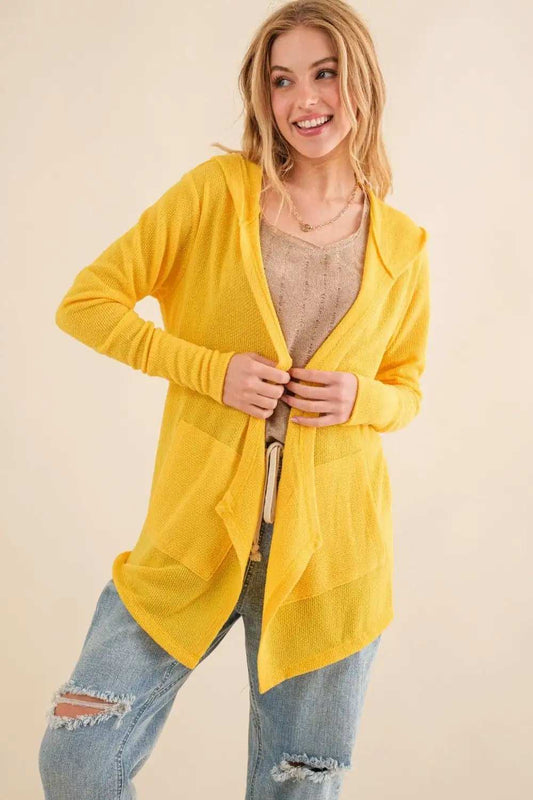 And The Why Full Size Thermal Hooded Open Front Cardigan with Pockets - Trendsi - Flyclothing LLC