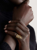 18K Gold-Plated Stainless Steel Irregular Lines Open Ring - Trendsi - Flyclothing LLC
