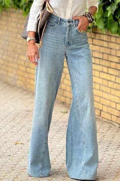 Wide Leg Jeans with Pockets - Trendsi - Flyclothing LLC