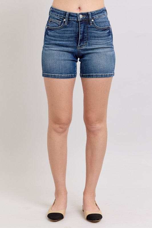 Judy Blue Full Size High Waist Denim Shorts Plus Size - Trendsi - Flyclothing LLC