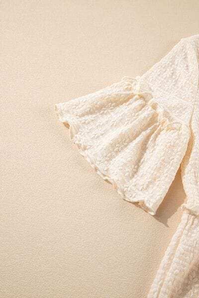 Frill Round Neck Half Sleeve Blouse - Trendsi - Flyclothing LLC