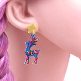 Acrylic Christmas Reindeer Dangle Earrings - Trendsi - Flyclothing LLC