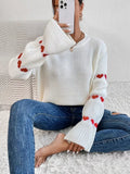 Heart Pattern Round Neck Sweater - Trendsi - Flyclothing LLC