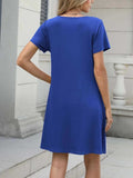 Pleated Front Round Neck Swing Dress - Trendsi - Flyclothing LLC