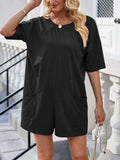 Backless Round Neck Half Sleeve Romper - Trendsi - Flyclothing LLC