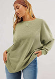 Round Neck Long Sleeve Sweatshirt - Trendsi - Flyclothing LLC