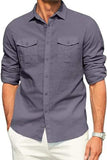 Men's Plus Size Button Down Collared Neck Long Sleeve Shirt - Trendsi - Flyclothing LLC