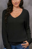 V-Neck Drop Shoulder Sweater - Trendsi - Flyclothing LLC