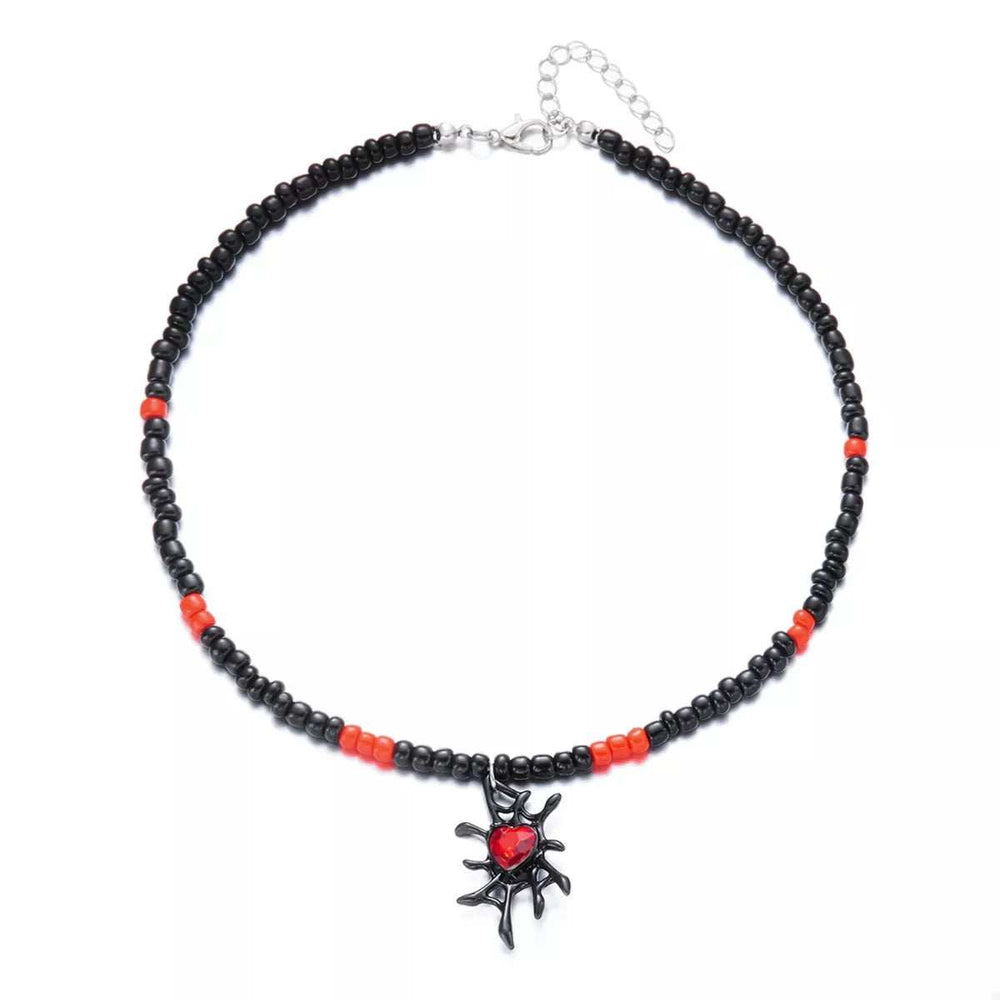 Halloween Spider Web Beaded Necklace - Trendsi - Flyclothing LLC