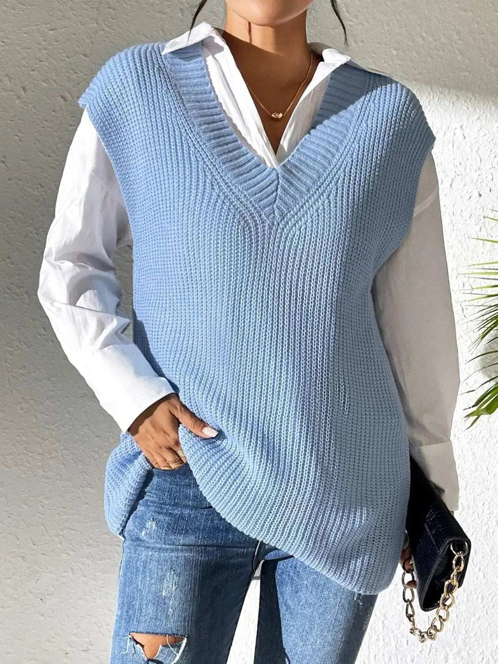 V-Neck Sweater Vest - Trendsi - Flyclothing LLC