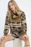 Umgee Aztec Print Sherpa Pullover - Trendsi - Flyclothing LLC