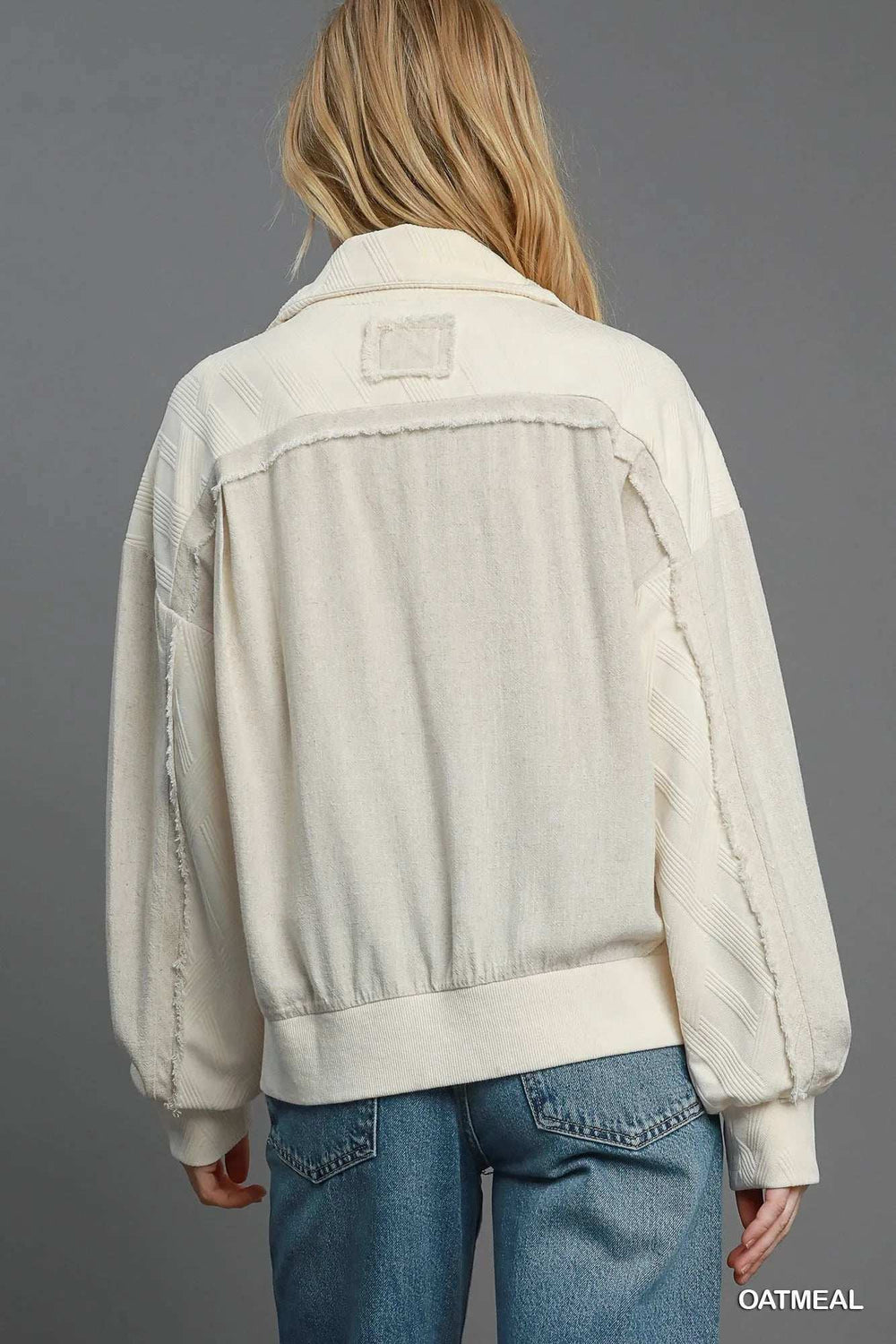 Umgee Two-Way Jacquard Zip-Up Jacket - Trendsi - Flyclothing LLC