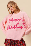 SO ME Merry Christmas Tinsel Lettering Sweater - Trendsi - Flyclothing LLC