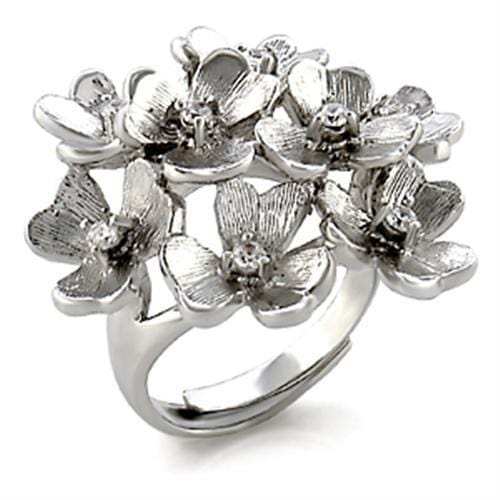 9W052 - Rhodium Brass Ring with AAA Grade CZ in Clear - Alamode - Flyclothing LLC