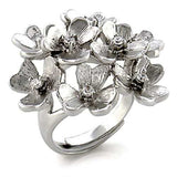 9W052 - Rhodium Brass Ring with AAA Grade CZ in Clear - Alamode - Flyclothing LLC