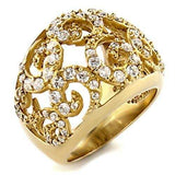 9W070 - Gold Brass Ring with AAA Grade CZ in Clear - Alamode - Flyclothing LLC