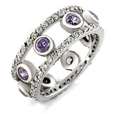 9W078 - Rhodium Brass Ring with AAA Grade CZ in Amethyst - Alamode - Flyclothing LLC