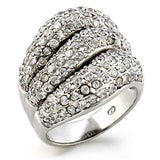 9W123 - Rhodium Brass Ring with AAA Grade CZ in Clear - Alamode - Flyclothing LLC