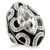 9W160 - Rhodium Brass Ring with AAA Grade CZ in Clear - Alamode - Flyclothing LLC