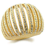 9W174 - Gold Brass Ring with Top Grade Crystal in Clear - Alamode - Flyclothing LLC
