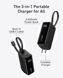 Anker Power Bank (30W, 5k, Fusion, Built-In USB-C Cable)